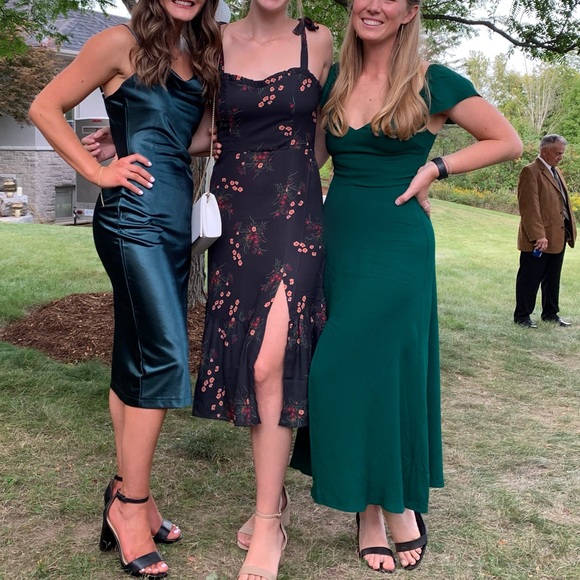 Reformation, Size 004, Baxley Dress, Emerald Green - Picture 4 of 4